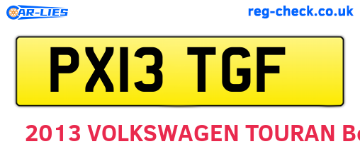 PX13TGF are the vehicle registration plates.