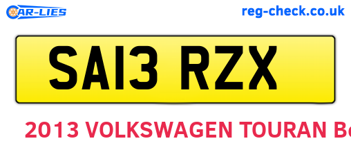 SA13RZX are the vehicle registration plates.