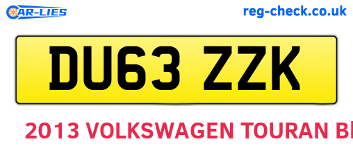 DU63ZZK are the vehicle registration plates.