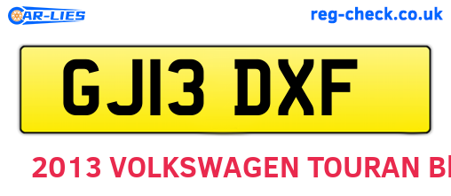 GJ13DXF are the vehicle registration plates.