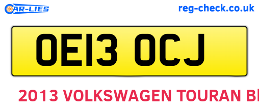 OE13OCJ are the vehicle registration plates.