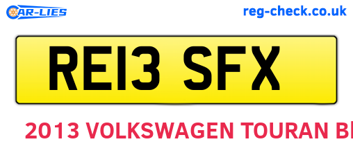 RE13SFX are the vehicle registration plates.
