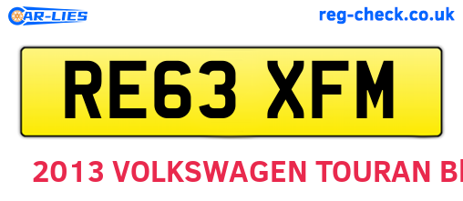 RE63XFM are the vehicle registration plates.