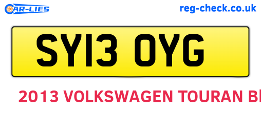 SY13OYG are the vehicle registration plates.