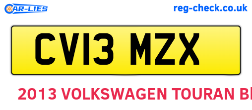 CV13MZX are the vehicle registration plates.
