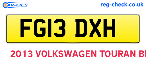 FG13DXH are the vehicle registration plates.