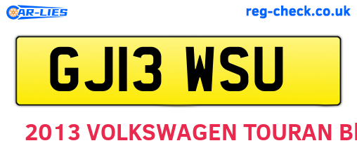 GJ13WSU are the vehicle registration plates.
