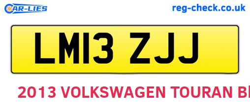 LM13ZJJ are the vehicle registration plates.