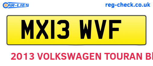 MX13WVF are the vehicle registration plates.