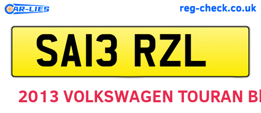 SA13RZL are the vehicle registration plates.