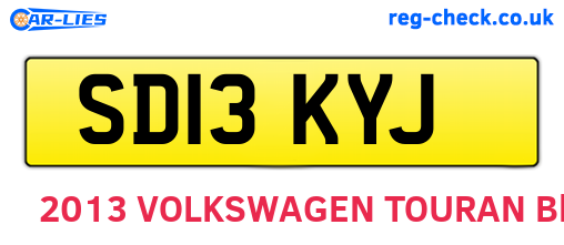 SD13KYJ are the vehicle registration plates.