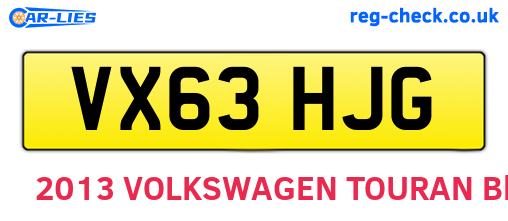 VX63HJG are the vehicle registration plates.