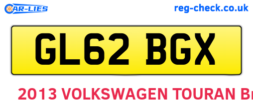 GL62BGX are the vehicle registration plates.