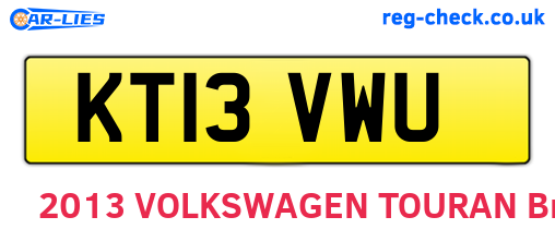 KT13VWU are the vehicle registration plates.