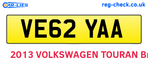 VE62YAA are the vehicle registration plates.