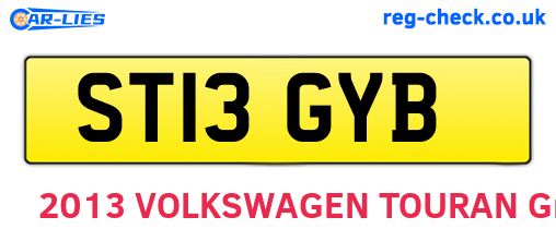 ST13GYB are the vehicle registration plates.