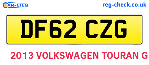 DF62CZG are the vehicle registration plates.