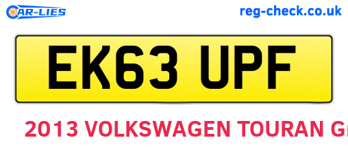 EK63UPF are the vehicle registration plates.