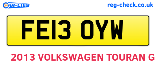 FE13OYW are the vehicle registration plates.