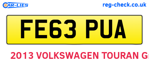 FE63PUA are the vehicle registration plates.
