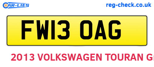 FW13OAG are the vehicle registration plates.