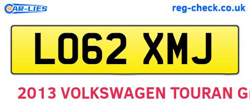 LO62XMJ are the vehicle registration plates.