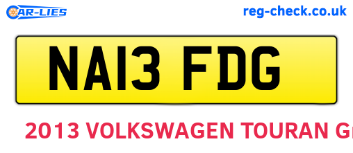 NA13FDG are the vehicle registration plates.
