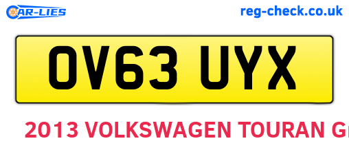 OV63UYX are the vehicle registration plates.