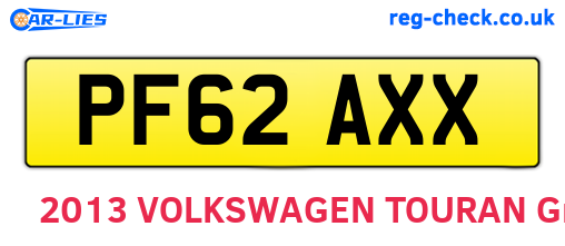 PF62AXX are the vehicle registration plates.