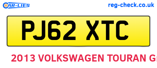 PJ62XTC are the vehicle registration plates.