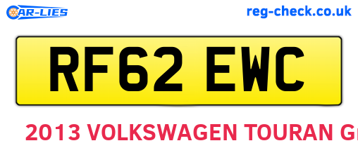 RF62EWC are the vehicle registration plates.