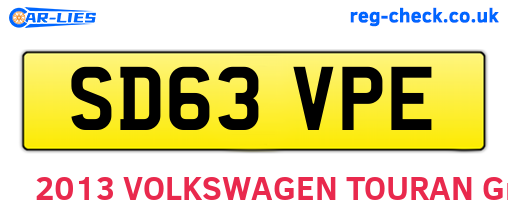 SD63VPE are the vehicle registration plates.
