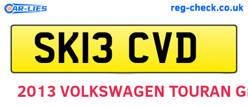 SK13CVD are the vehicle registration plates.