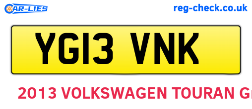 YG13VNK are the vehicle registration plates.