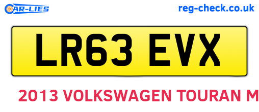 LR63EVX are the vehicle registration plates.