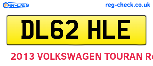 DL62HLE are the vehicle registration plates.