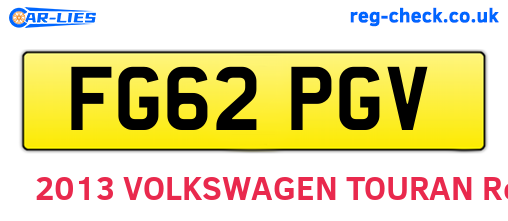 FG62PGV are the vehicle registration plates.