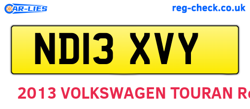 ND13XVY are the vehicle registration plates.