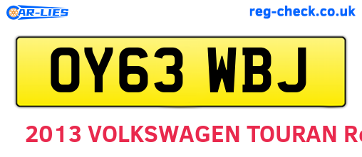 OY63WBJ are the vehicle registration plates.