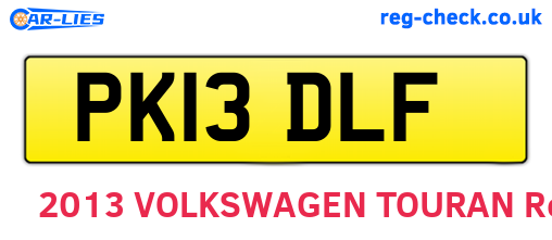PK13DLF are the vehicle registration plates.