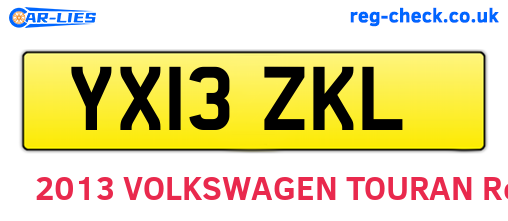 YX13ZKL are the vehicle registration plates.