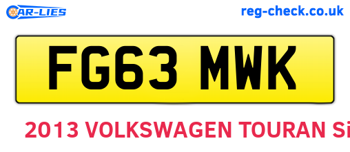 FG63MWK are the vehicle registration plates.
