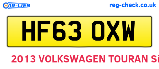 HF63OXW are the vehicle registration plates.