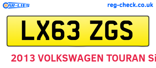 LX63ZGS are the vehicle registration plates.