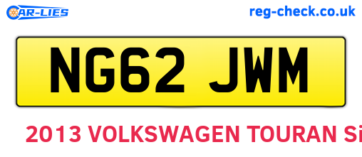 NG62JWM are the vehicle registration plates.