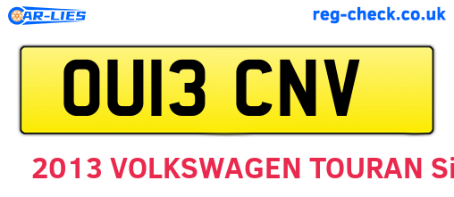OU13CNV are the vehicle registration plates.
