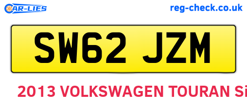 SW62JZM are the vehicle registration plates.