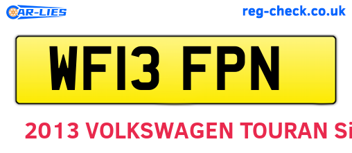 WF13FPN are the vehicle registration plates.