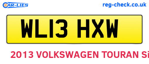 WL13HXW are the vehicle registration plates.