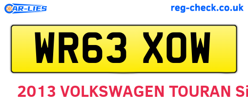 WR63XOW are the vehicle registration plates.